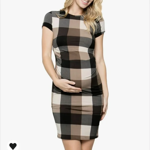 My Bump Women's Maternity Bodycon Causual Short Sleeve Mama Dress - Picture 1 of 5